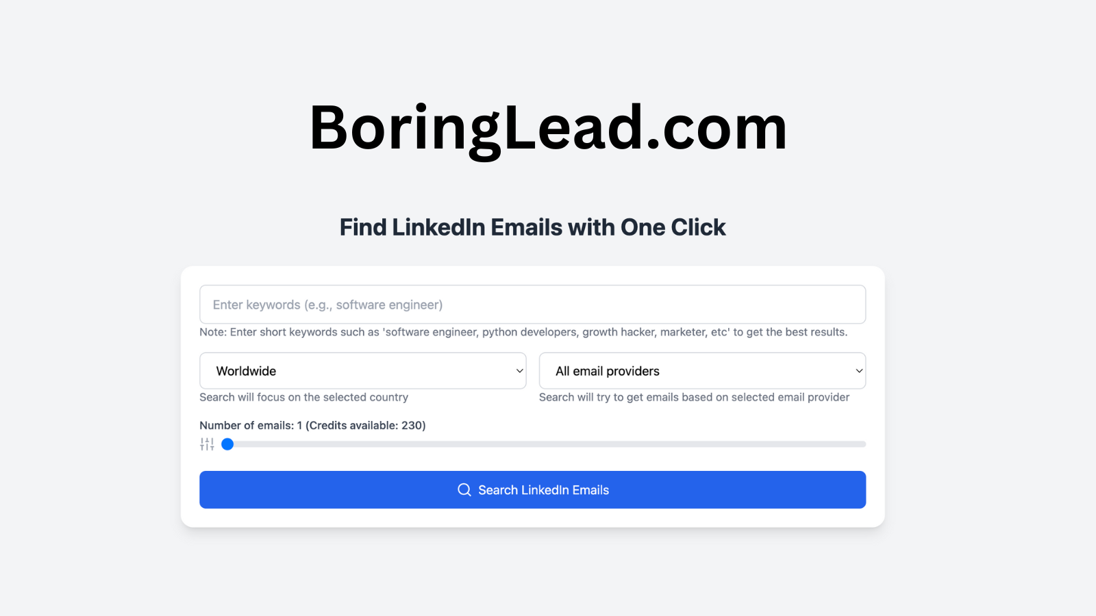 undefined BoringLead - Get Emails from LinkedIn